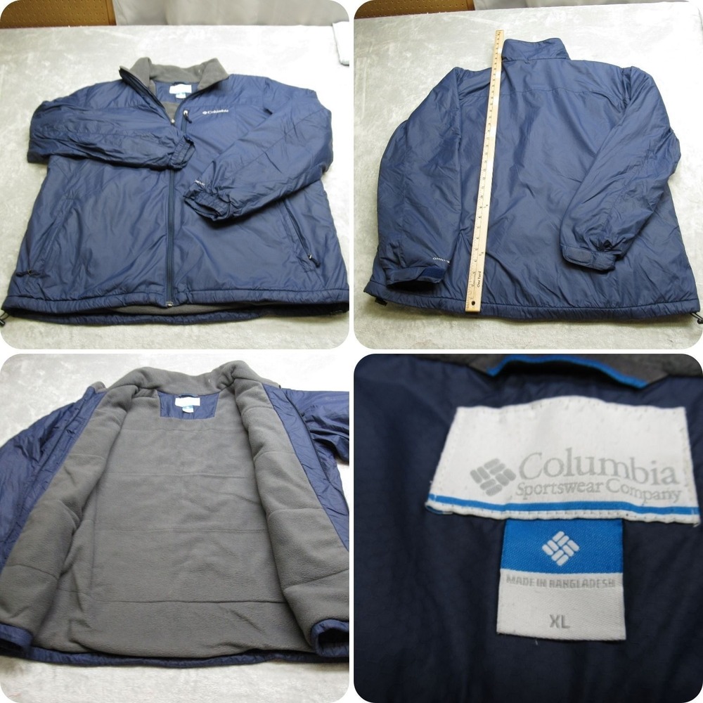 Columbia Jacket Men XL Blue Fleece Lined Omni Shield Insulated Full Zip READ